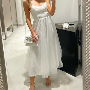 White bridal tulle dress